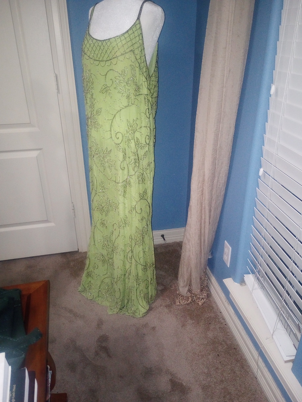Sean Collection Lime Green Beaded Maxi Slip Dress
